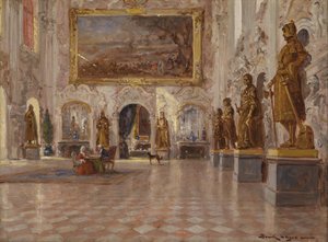 The Great Hall in Schleissheim Palace, with One of the Two Colossal Paintings by Franz Joachim Beich by Lajos Bruck